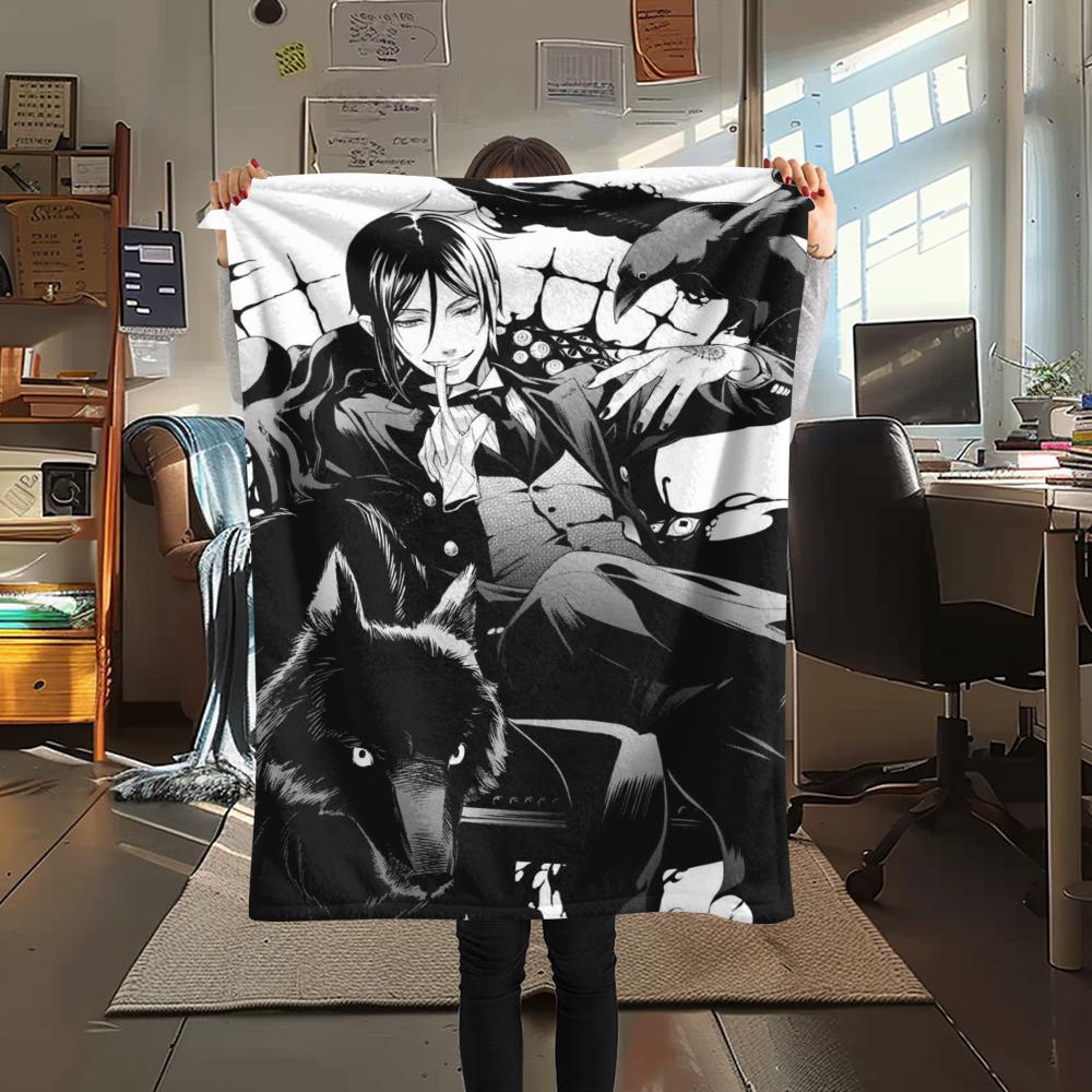

1Pc Sebastian Butler Print Flannel Blanket, High quality Comfortable for All Seasons, Home Decor, Warmth and Comfort, Perfect for Christmas Gifts 73 80cm x 120cm