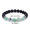 Women's Amethyst Pyramid & Hand of Fatima Bracelet with Devil's Eye & Agate Tiger Stone