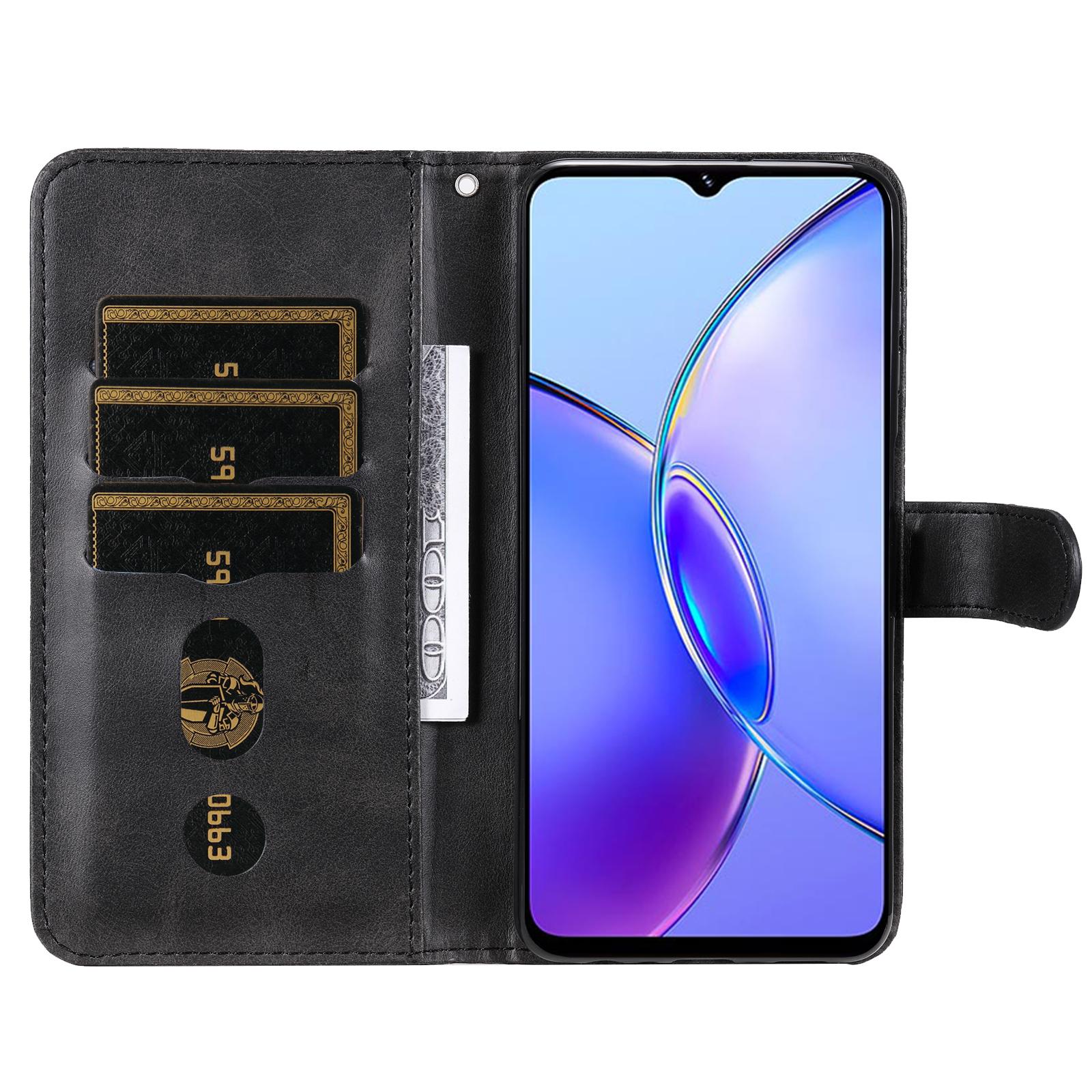 

For vivo Y17s 4G Case PU Leather Phone Cover with Zipper Pocket Wallet Black