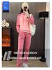 Women's 2025 Hooded Sports Suit: Stylish, Loose-Fit, Long-Sleeve Two-Piece for Spring and Autumn.