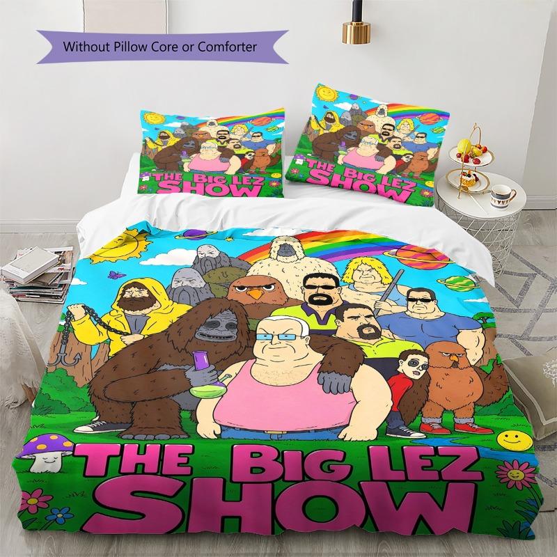 The Big Lez Show Forest Scene 3 Pieces Bedding Set, Cartoon Character Duvet Cover & Pillowcases