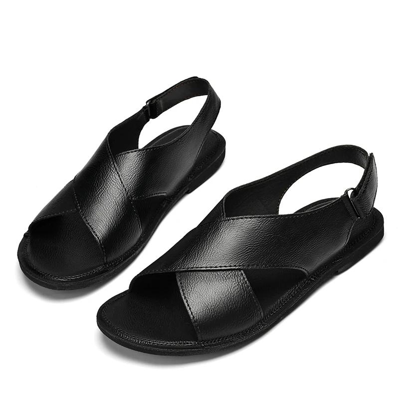 Men Minimalist Casual Leather Sandals Outdoor Casual Soft Bottom Sandals Genuine Leather Men Fashion Summer Breathable Sandals