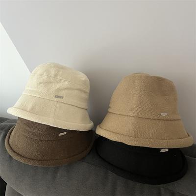 Curling Dome Basin Hat Women's Foldable Simple Versatile Bucket Hat Plain Face Small Autumn and Winter