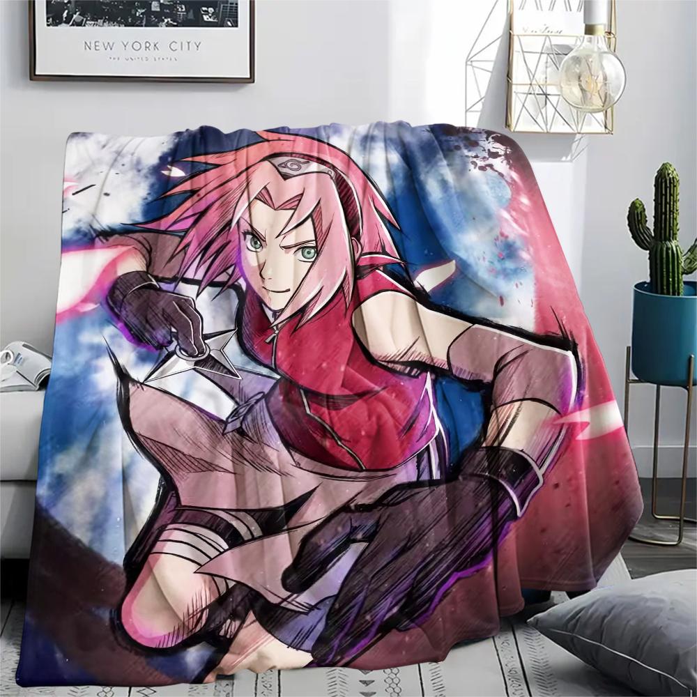 Naruto Sakura Haruno pattern Flannel Blanket, High quality Comfortable for All Seasons, Home Decor, Warmth and Comfort, Perfect for Gifts.
