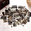 50pcs/box Hinges + 200 Screws Iron Golden/Antique Bronze 4 Holes Durable Furniture Hardware 16*13mm Mini Rounded Hinge Decor
