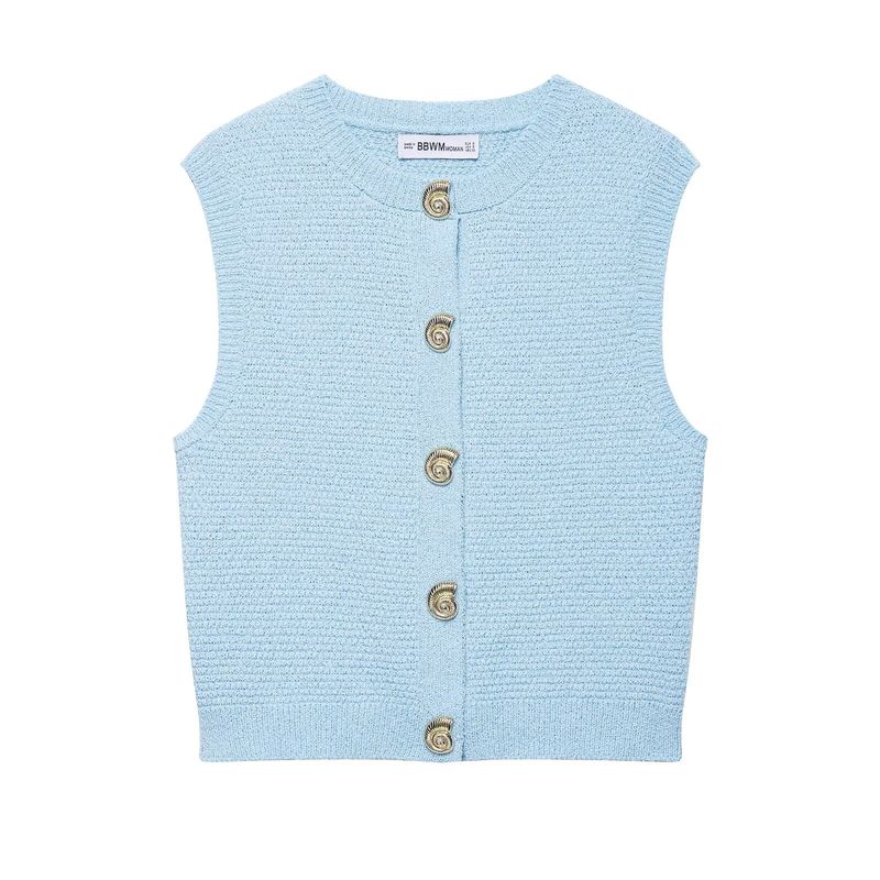 Kaslead New Arrival Women's Fashion Style Animal Button Knitting Vest Tops Vest 6771067 615