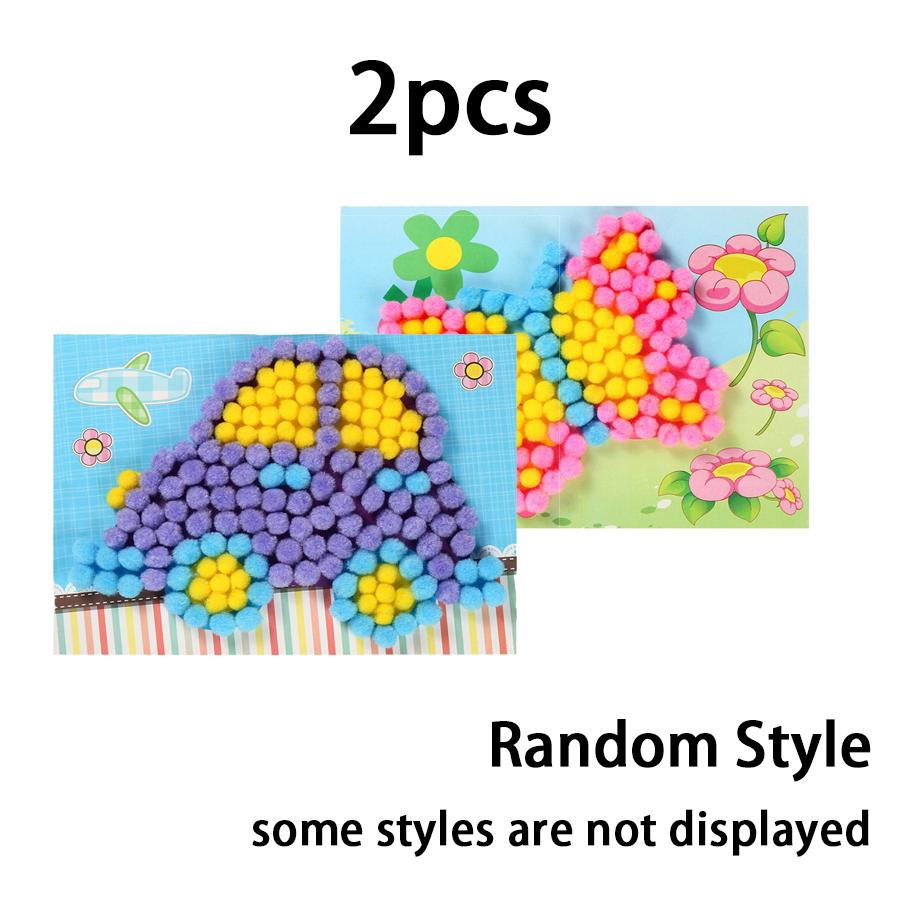 

2/102pcs Plush Ball Paintings with Pom Poms Felt DIY Handicraft Art Supplies Party Game Home Decor Entertainment Tool XJM
