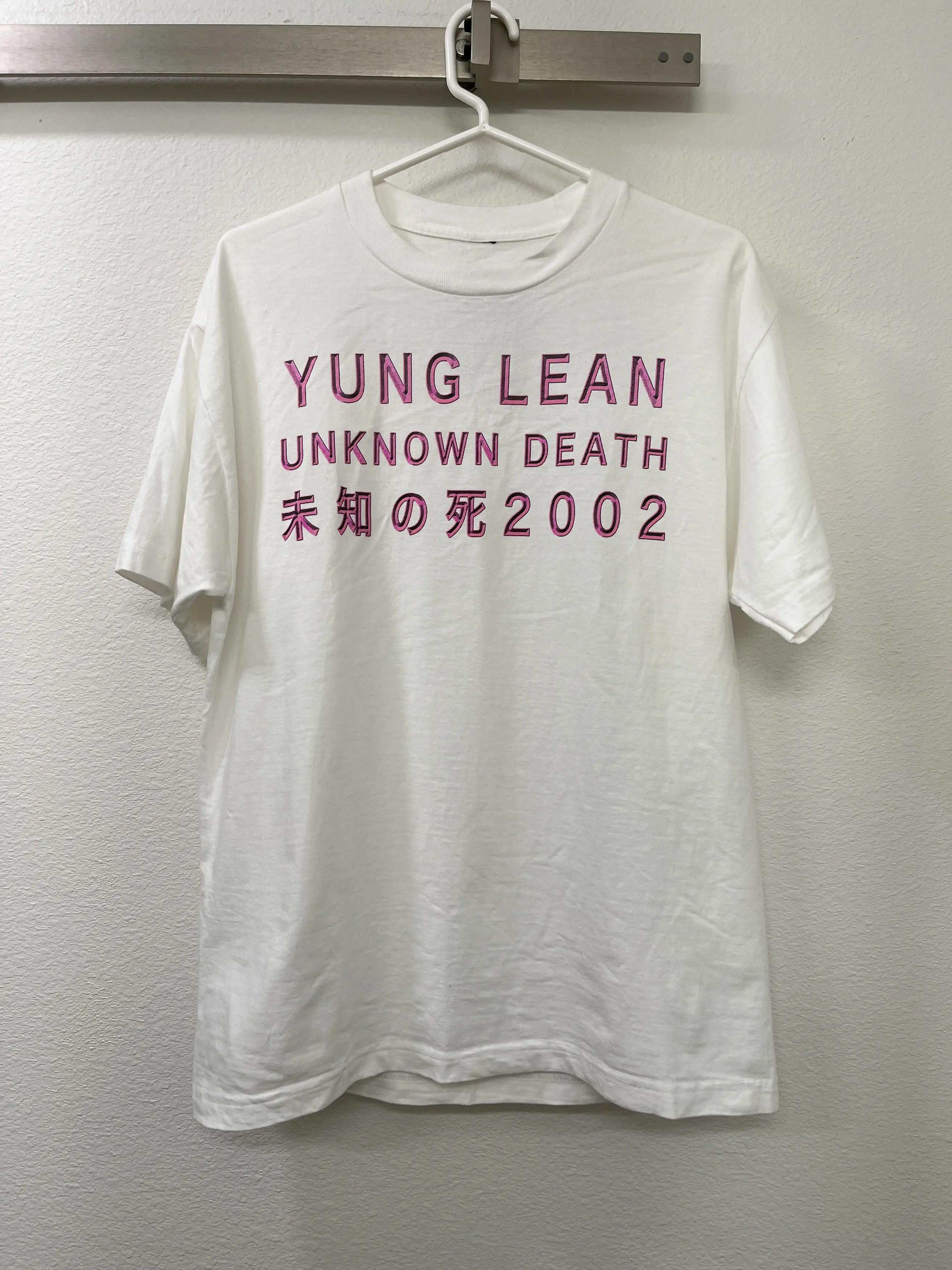 Yung Lean Unknown Death 2002 Album Tour T-Shirt Herrenmode Lässige Kurzarm-T-Shirts Unisex Hochwertiges Baumwoll-T-Shirt M white