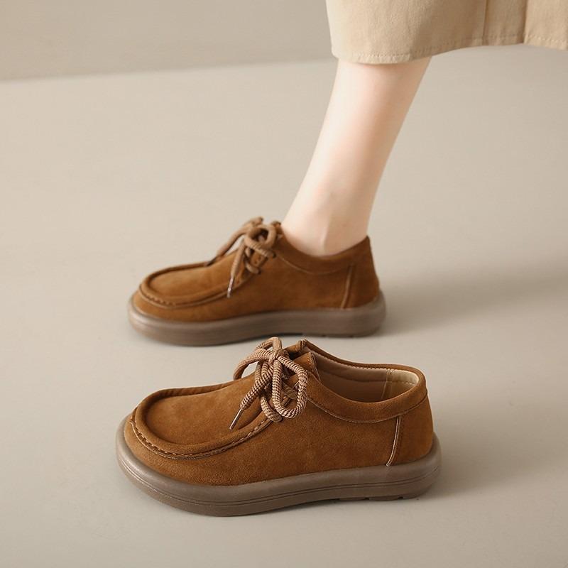 Autumn New Retro Trendy with Casual and Comfortable Pregnant Women Doudou Shoes Women Lace-up Flat Single Shoes Women