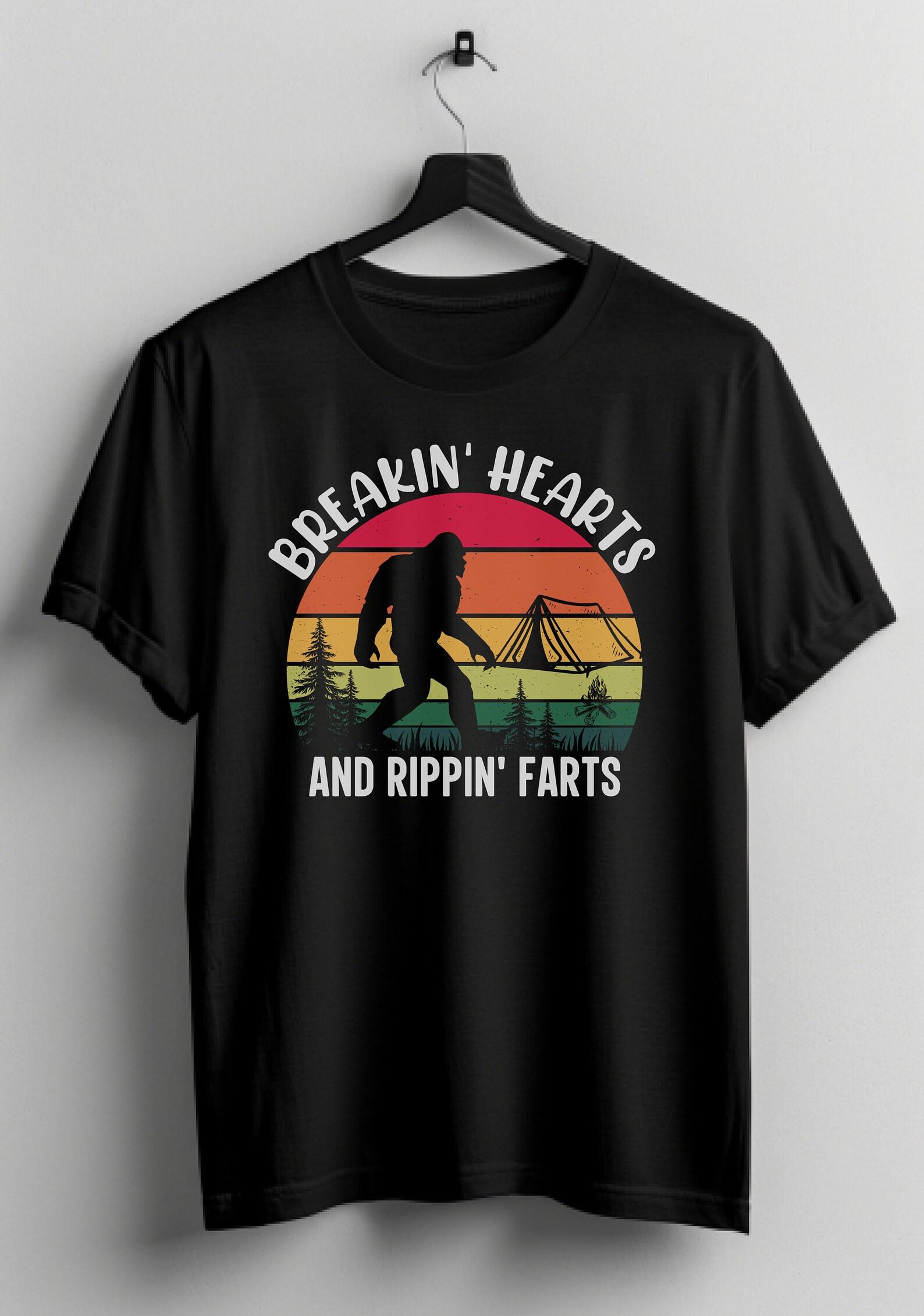 Funny Bigfoot T-Shirt:  Breakin Hearts and Rippin Farts  Sasquatch Tee S