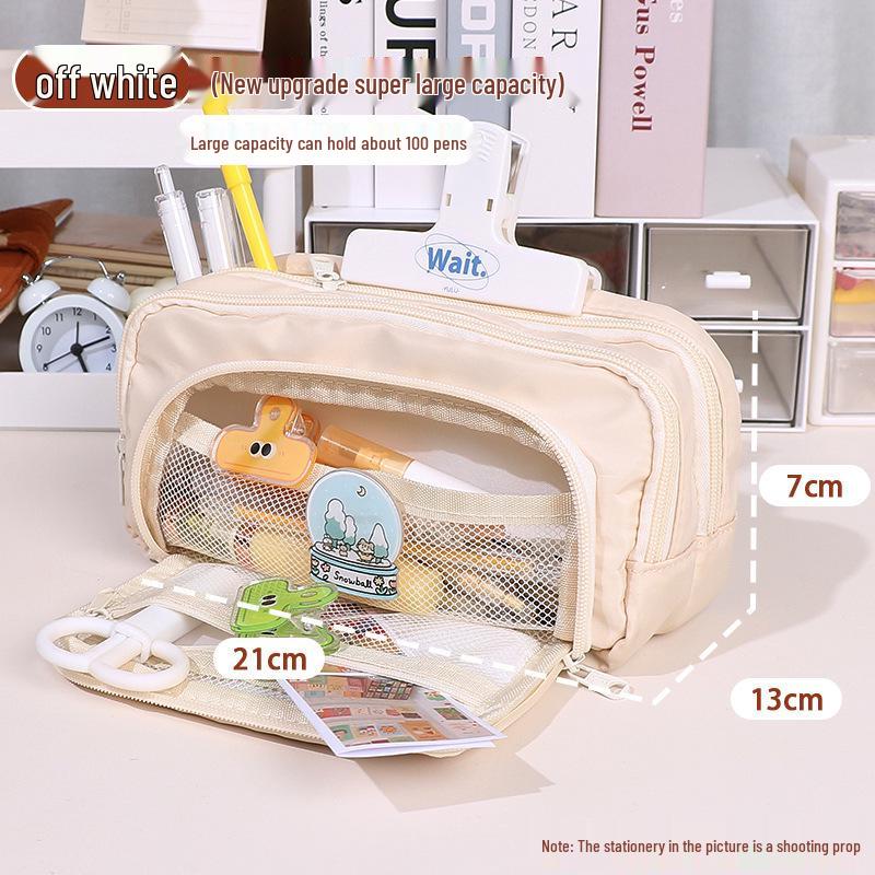 Minimalist Japanese-Style Pencil Case 2023: Large-Capacity Stationery Box for Students, Unisex