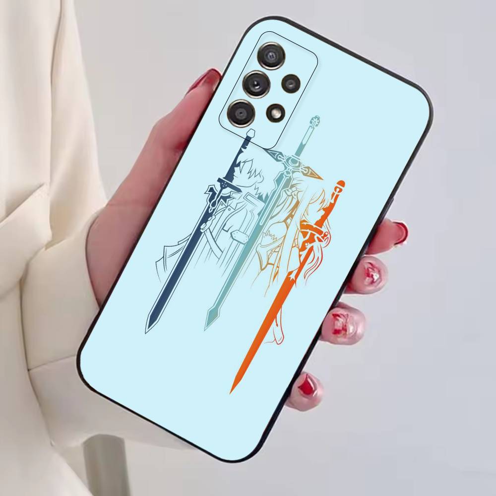 Sword Art Online Kirito and Asuna Phone Case For Samsung S25,S24,S21,S22,S23,S30,Ultra,S20,Plus,Fe,Soft Silicone Black Cover
