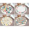 Alphabet Letters Animal Train Round Rug – Non Slip Educational Floor Mat | Beige Kids' Room Area Rug for Toddlers, Learning Play