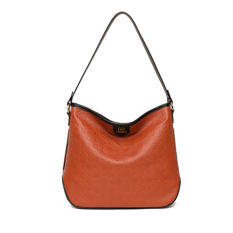 Leather Women'S Autumn Cowhide Fashionable And Simple Women'S Bags Shoulder Crossbody Large Capacity Bucket Bag