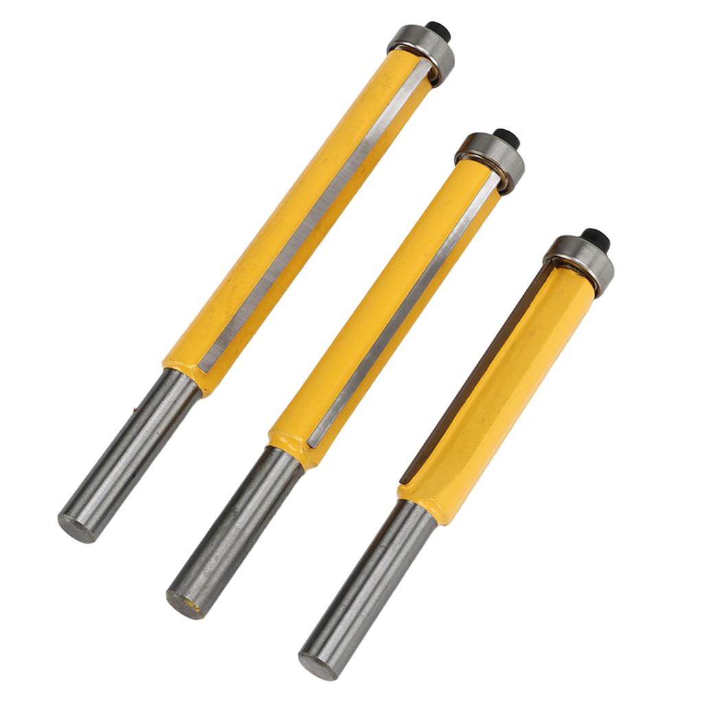 3 Stück Bündigfräser Wolframstahllegierung Professionelles Bündigfräser-Set mit geradem Lager mit 8mm Schaft für