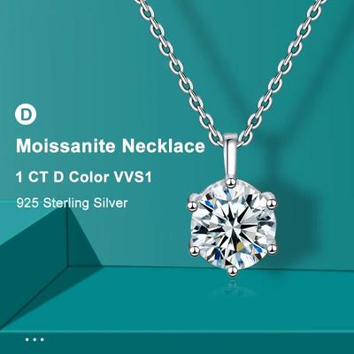 Collana da donna in moissanite D-color, catena in argento sterling 925, gioielli squisiti, 2,0 carati VVS1