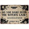 Vintage WitchS Lair Metal Tin Sign  Do You Dare Enter the WitchS Lair with Moon Bats and Mushrooms Design    Wall Decor