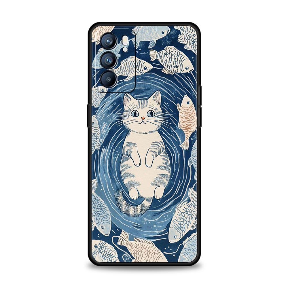 Blue Ocean Fish Phone Case For Oppo Reno 13 12 11 10 7 F Find X5 X6 A98 A80 A79 A78 A57 A54 A31 A17 Pro 5G Soft TPU Cover Capas