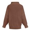 Women's High Neck Solid Color Sweater Casual Stripe Pullover Long Sleeve Sweater
