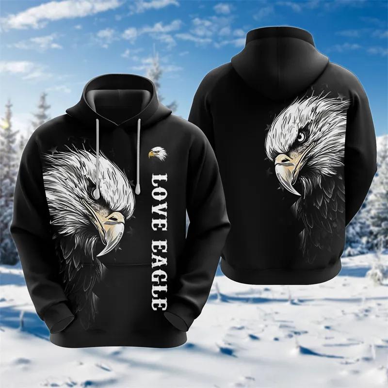 USA Flag Graphic American Eagle 3D Print Hoodies For Men Clothing 2026 Autumn Spring Street Fashion Hooded Sweatshirts Pullovers