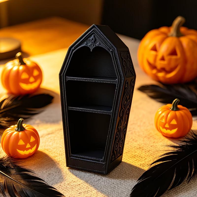 Gotischer schwarzer Sarg Schmuckorganisator Mini Schreibtisch Aufbewahrungsständer für Ringe Ohrringe Perfekte Gothic-Dekoration für Schlafzimmer Schminktisch