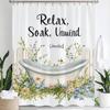 1Pc Flowers And Plants Bathtub Pattern Print Waterproof Shower Curtain Partition Privacy Hanging Curtain With Hooks Decoration