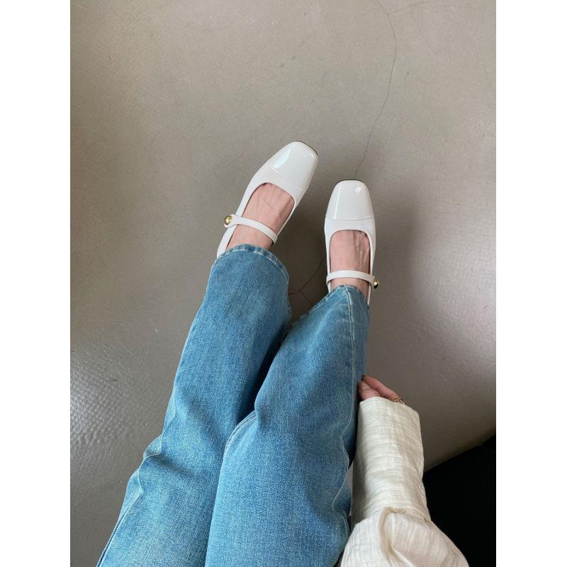 2025 Spring and Autumn New Fashion Versatile Thick Heel Mary Jane Single Shoes Women's Shoes French Medium Heel Evening Square Head