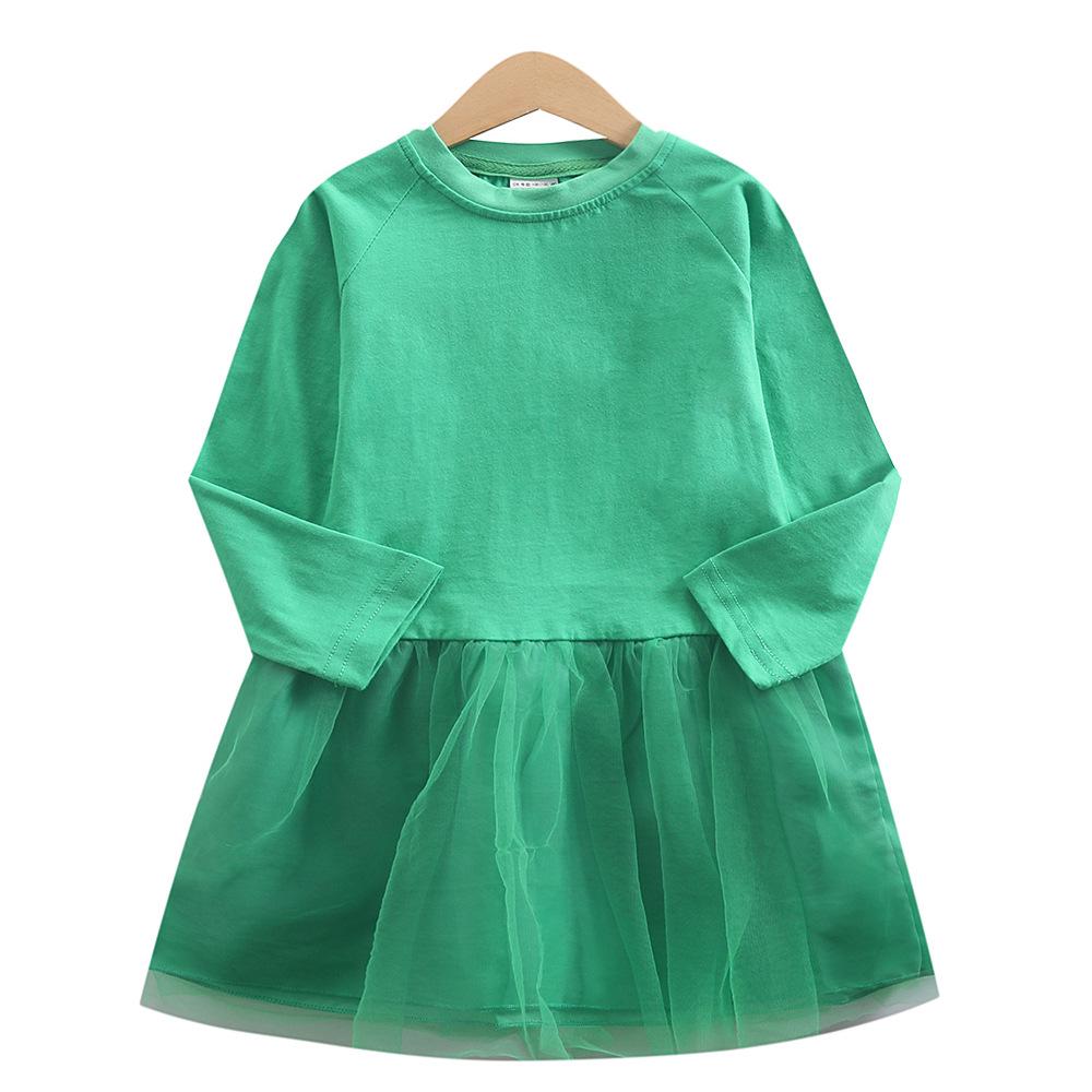 Stylish Spring & Autumn Long-Sleeved Dresses for Girls with Custom Mesh Skirts