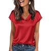 Women's V-Neck Satin T-Shirt - 12 Colors, Spring/Summer Fashion, Casual European/American Style