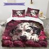 Dalmatian and Rose Pattern Bedding Home Decoration Birthday Gift (1 * duvet cover + 2 * pillowcase, without core)