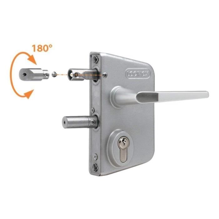 LOCINOX Serrure type industriel pour profils carrés de 60 à 80 mm en RAL 9005 avec 3006M