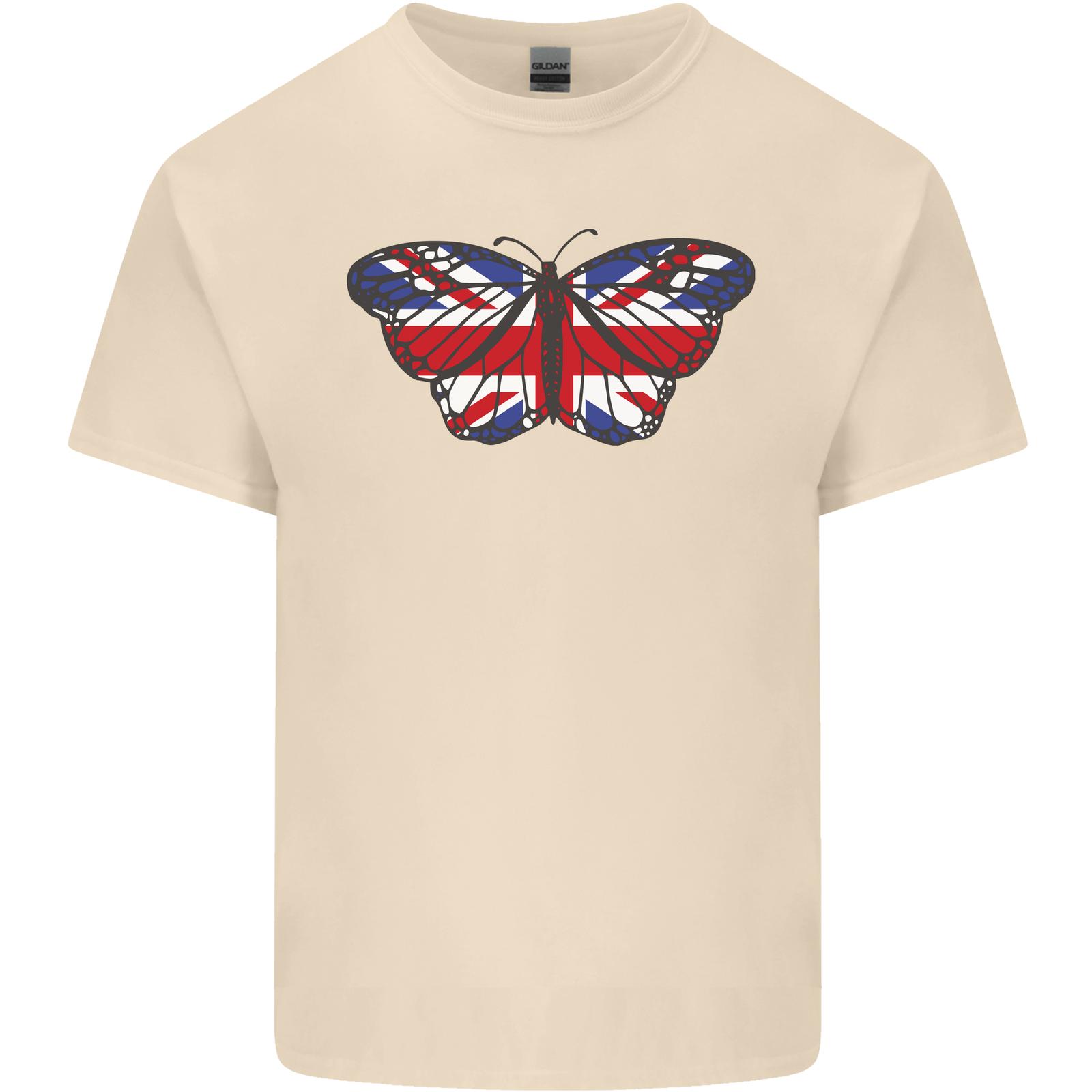 Union Jack Butterfly British Brittany Flag Men s Cotton T-Shirt- XL