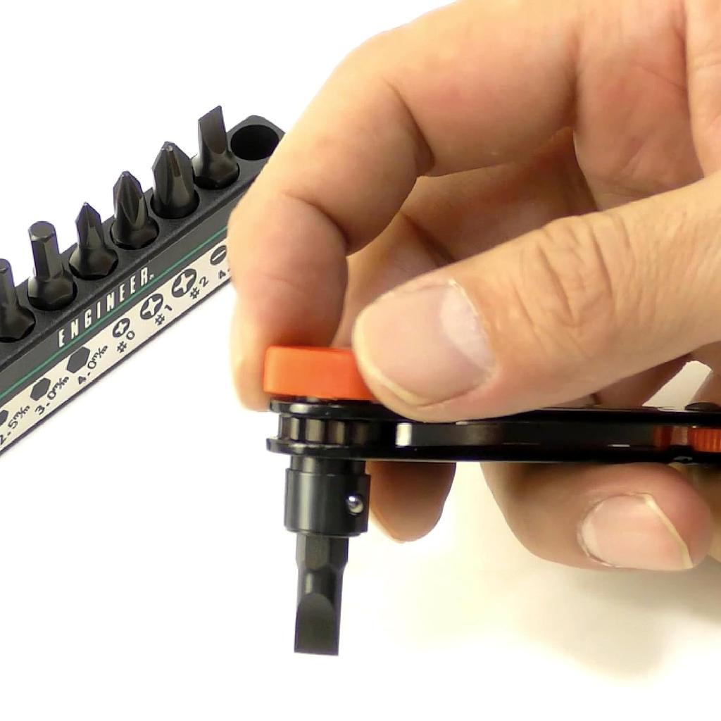 Engineer Offset Ratchet Set, 10 Bits, DR-06, Black, 40mm Tip Thickness