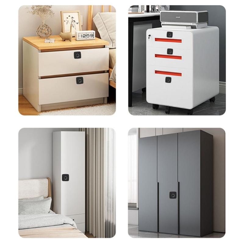 Without Key File Drawer Lock Fingerprint Cabinet Lock With Fast Biometrics Recognition Portable for Home and Office