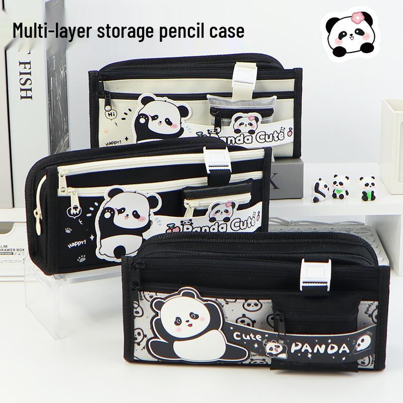 Panda Pencil Case: Large Capacity, Cute Multi-Layer Stationery Box for Elementary Students