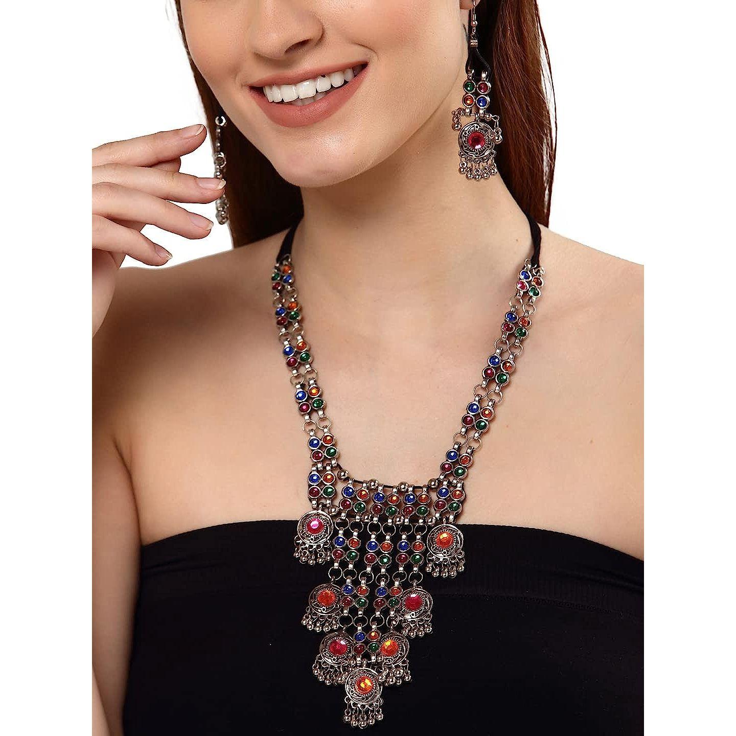 

Shining Diva Fashion Последний стильный традиционный набор украшений из окисленного серебра для женщин