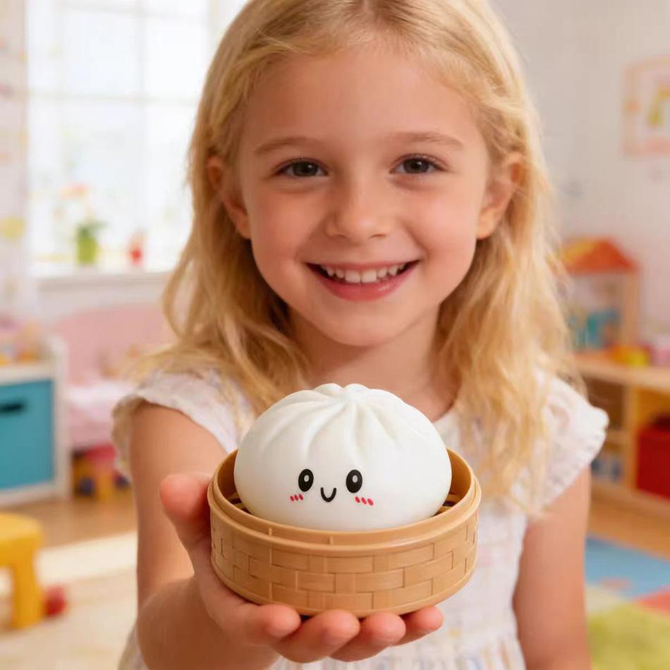 Topmix White Simulated Dumpling Squishy Relaxing Relieve Anxiety Antistress Enhance Happiness Reusable Rebound Squeeze Reliever Toy