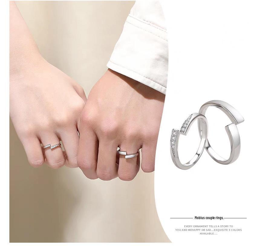 S925 Sterling Silver Mobius Couple Rings - Simple Korean Japanese Style, Versatile Plain Band Jewelry Gift