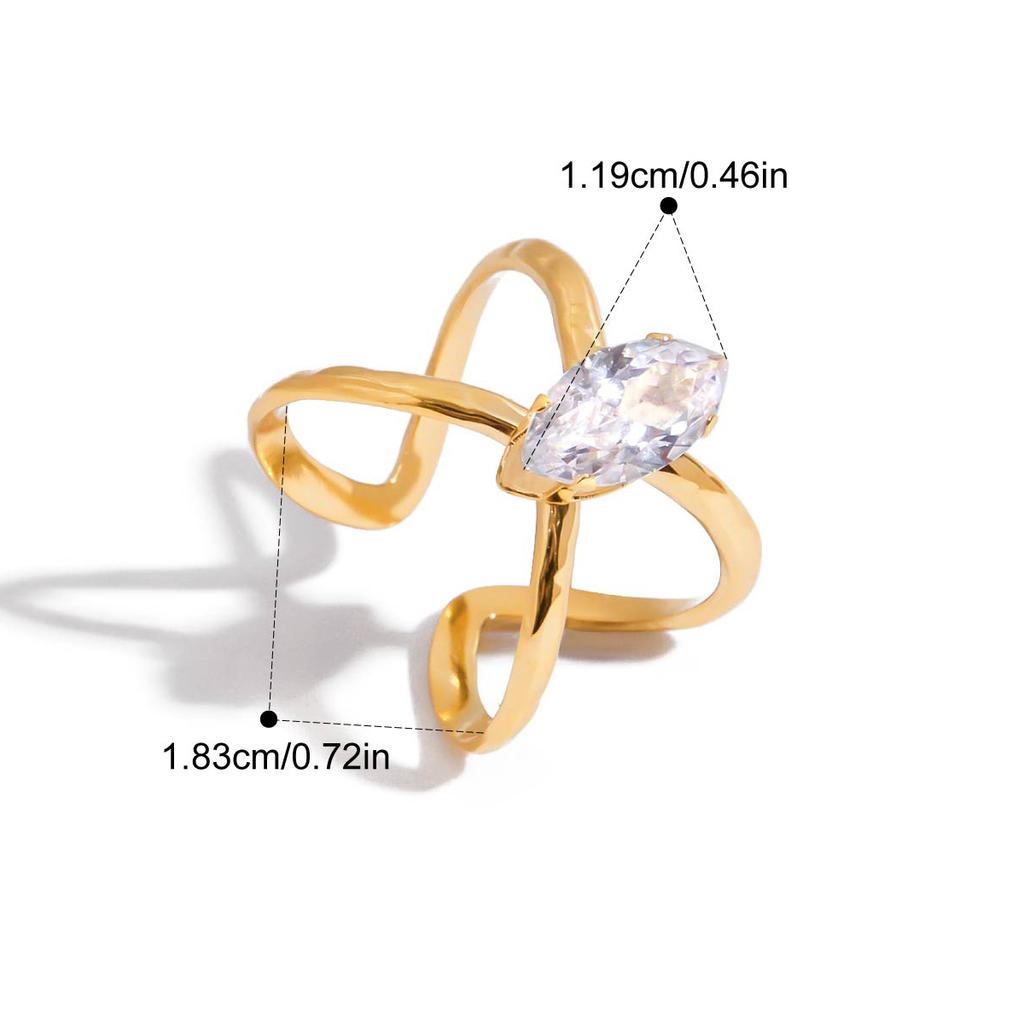 Yori Statement Stainless Steel Delicate Shiny Cubic Zirconia Ring High Quality 18K Gold PVD Plated Finger Jewelry Gift