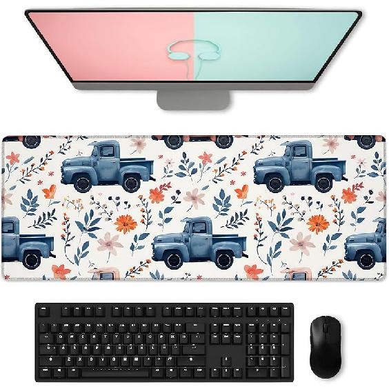 

Игровой коврик для мыши с цветочным и бабочковым рисунком, большой мягкий фиолетовый коврик на стол с цветами для клавиатуры, компьютера, ноутбука, удлиненный настольный коврик для мыши с нескользящей резиновой основой Truck68