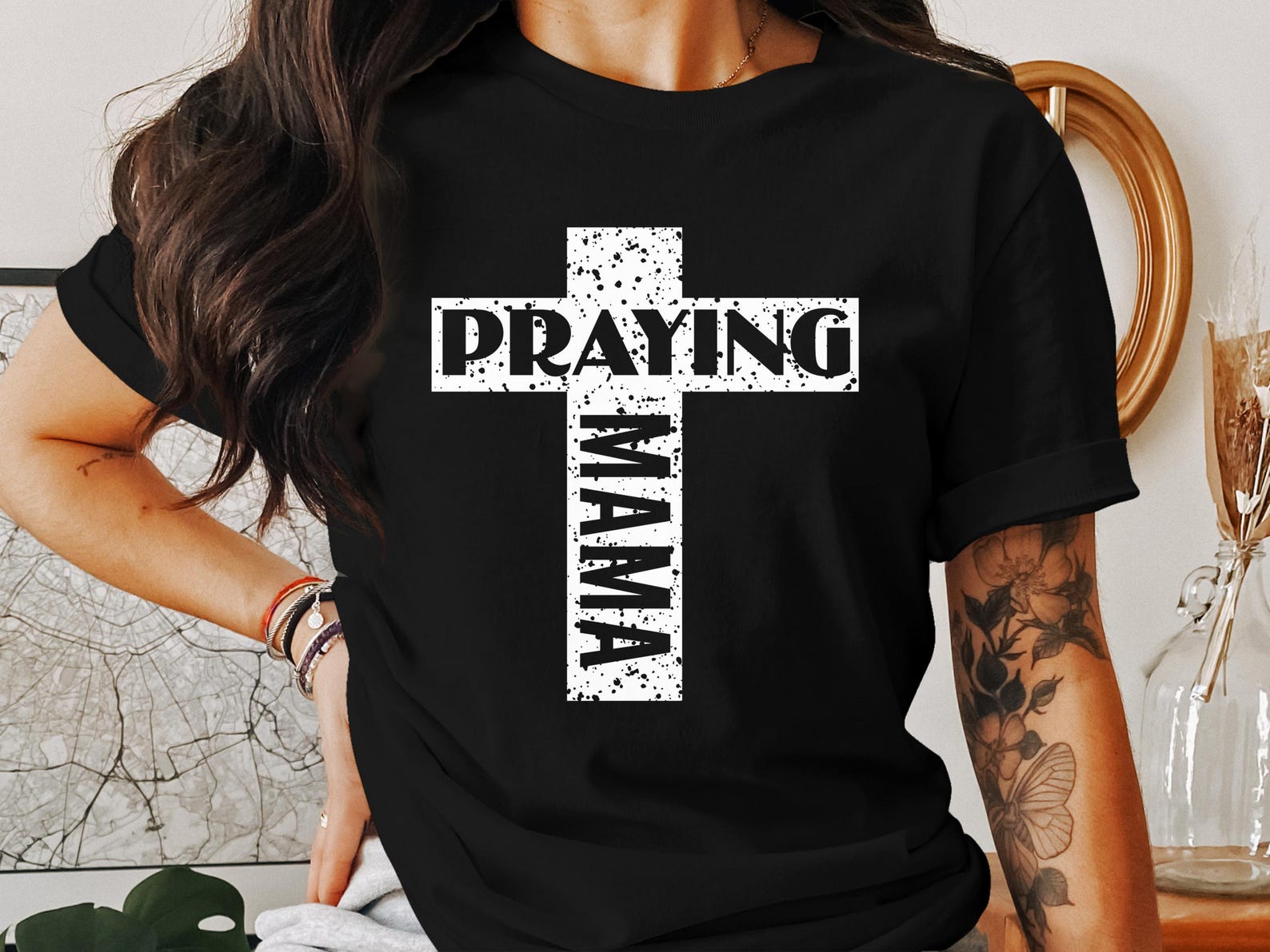 Praying Mama T-Shirt, Christian Mom Shirt, Religious Gift Idea, Faith Based Tee, God Loving Mother Apparel M