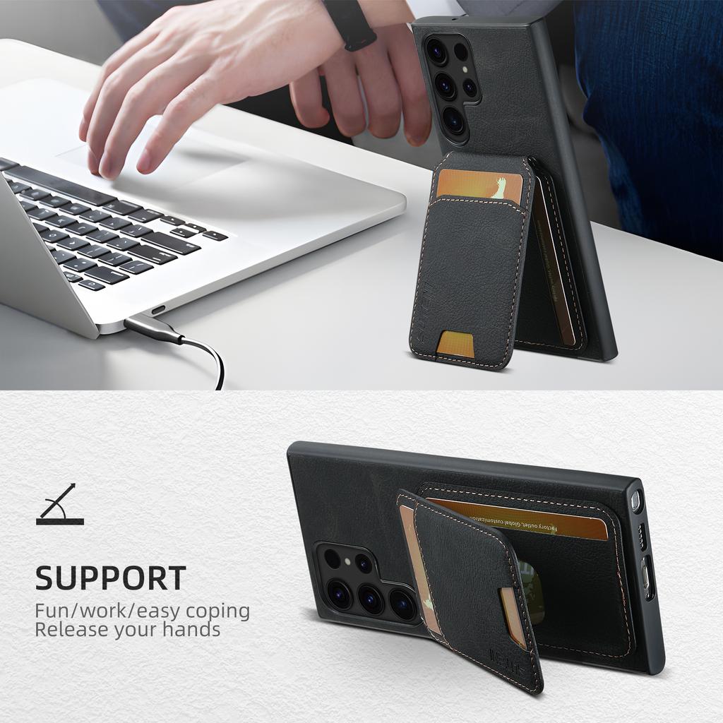 For Samsung Galaxy S22 Ultra 5G Case Card Slots Kickstand Phone Cover