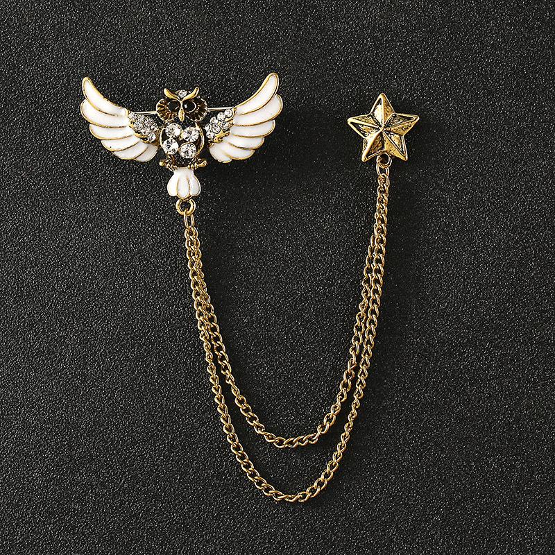 Elegant Crown Chain Brooch - Trendy European & American Lapel Accessory for Suits