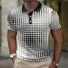 Geometric Pattern Short Sleeve Polo Shirt, Stylish Casual Men's Wear Essential