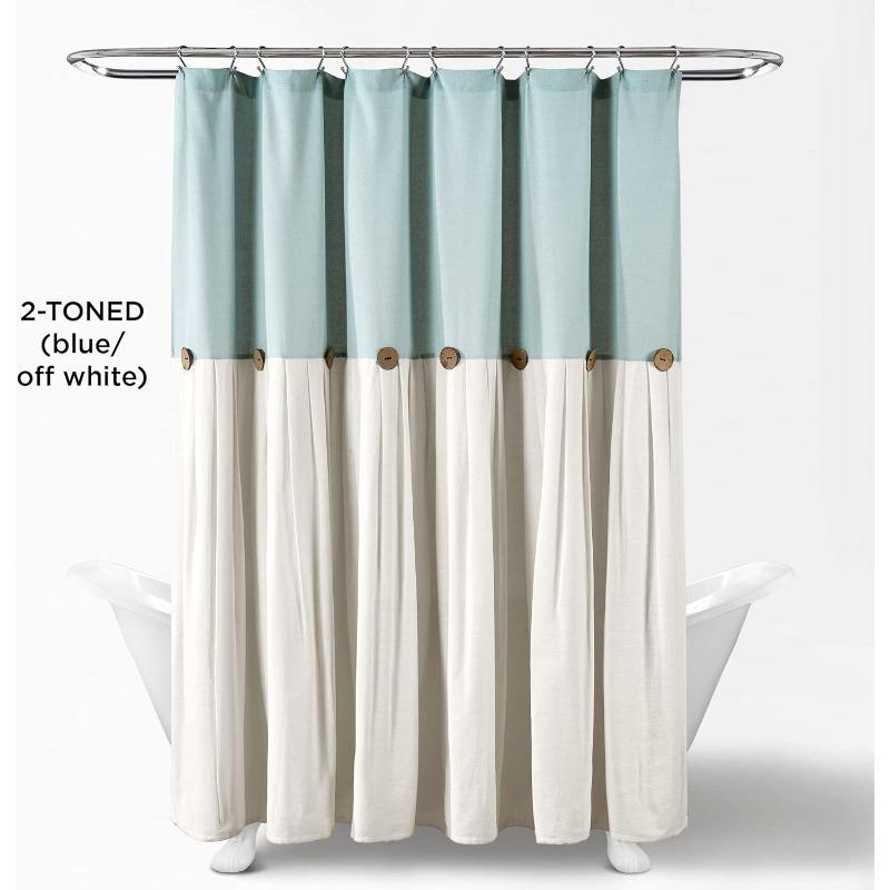 Shower Curtain, Linen Button Design, Chic Bathroom Decor ( 72" X 84")