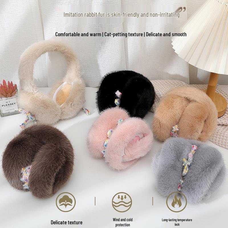2025 Women's Foldable Winter Rabbit Plush Earmuffs - Warm Cycling Ear Covers