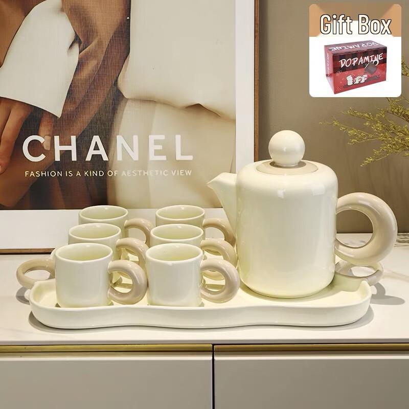 Cream Style Ceramic Teacup and Teapot Set