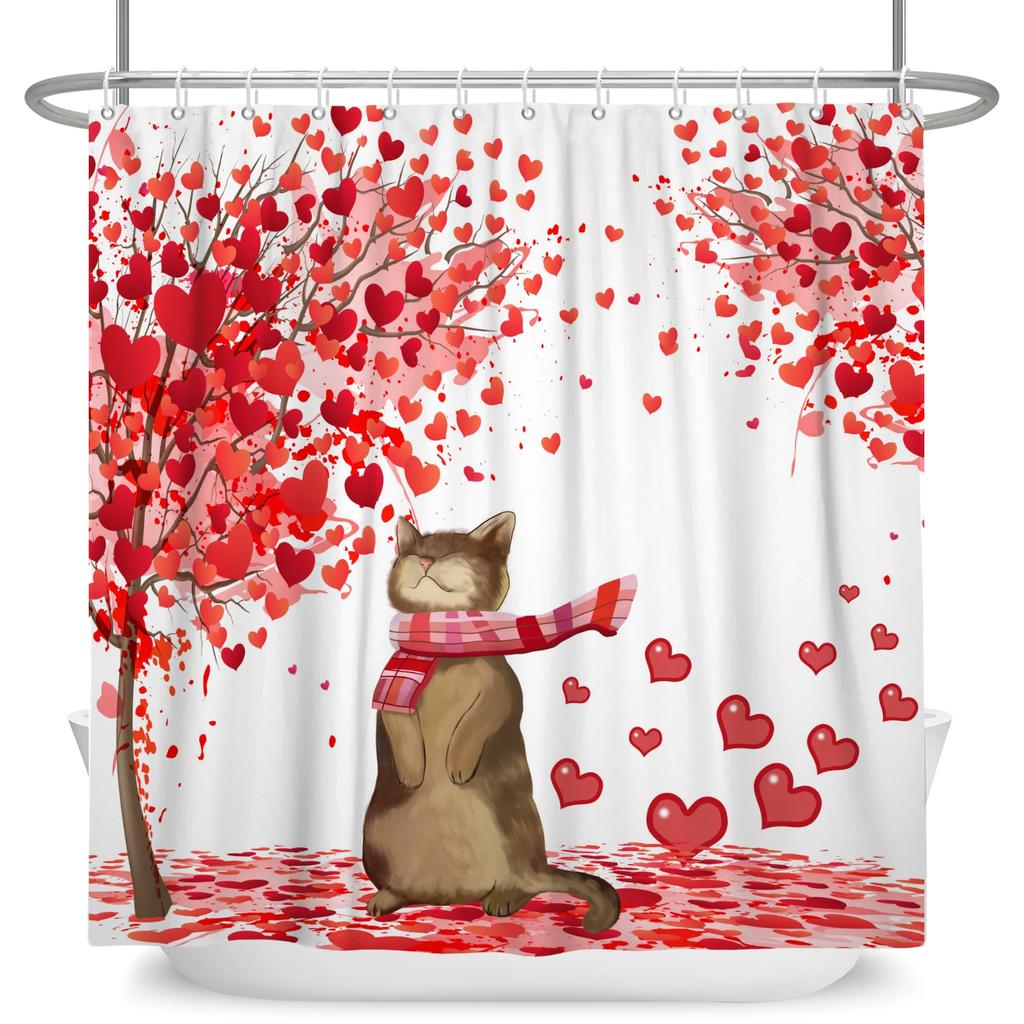 Hrdinský Velký bílý žralok s pistolí Kočka Vtipný sprchový závěs Pro kryt vany Kryt koupelny Koupání Extra velký Široký 12 ks háčků