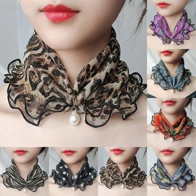 Falsche Perlenanhänger Organza Halsband Chiffonschals Spitze Perlen Schal Mode Druck Glänzende Vielfalt Schal Bekleidungszubehör