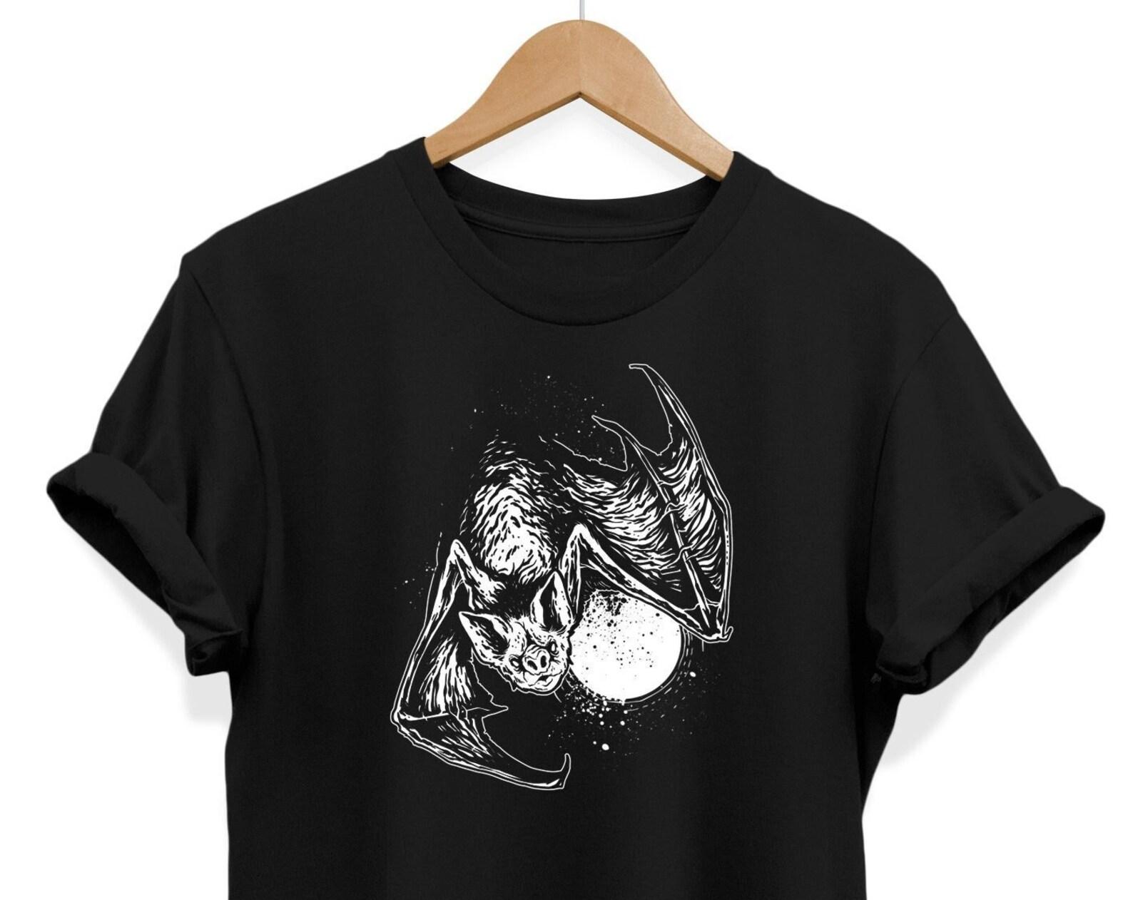 Moon Bat Goth T-shirt: Skull Graphic Tee, Alternative E-girl E-boy Clothing S